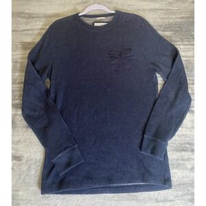 ABERCROMBIE & FITCH men's Muscle navy blue waffle knit long sleeve thermal LARGE